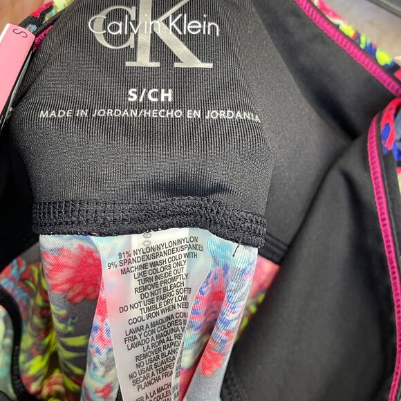 SMALL - CALVIN KLEIN - Floral Bike Shorts 9" Inseam with Pockets Compression NEW - Picture 6 of 7